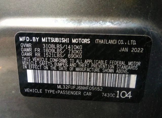 Photo 8 VIN: ML32FUFJ6NHF05652 - MITSUBISHI MIRAGE G4 