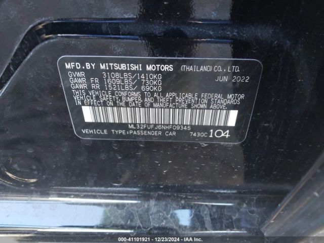 Photo 8 VIN: ML32FUFJ6NHF09345 - MITSUBISHI MIRAGE G4 