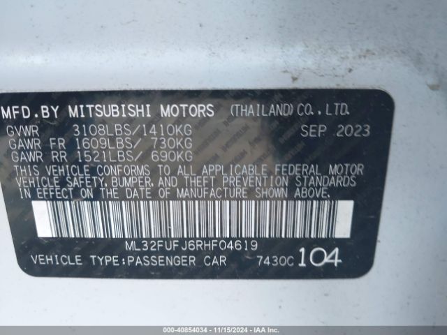 Photo 8 VIN: ML32FUFJ6RHF04619 - MITSUBISHI MIRAGE G4 