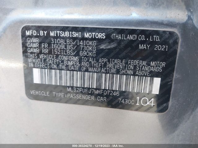 Photo 8 VIN: ML32FUFJ7MHF07246 - MITSUBISHI MIRAGE G4 