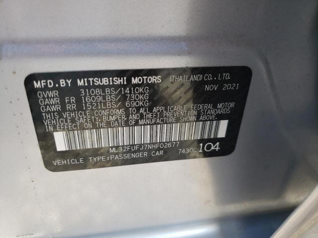 Photo 9 VIN: ML32FUFJ7NHF02677 - MITSUBISHI MIRAGE G4 