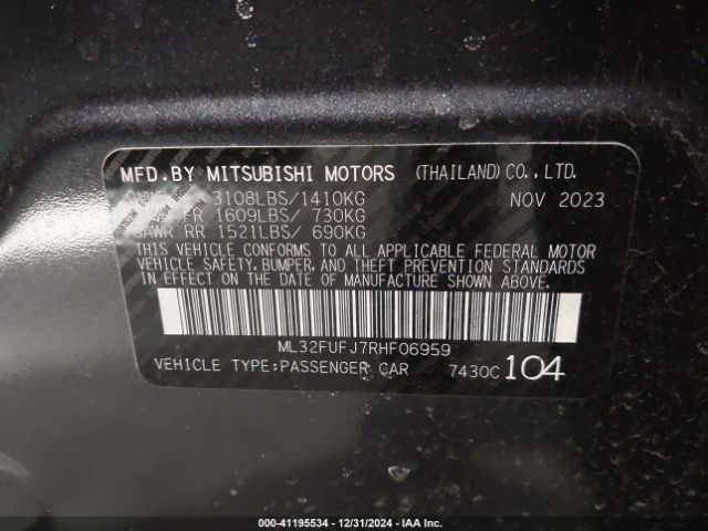 Photo 8 VIN: ML32FUFJ7RHF06959 - MITSUBISHI MIRAGE G4 