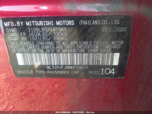 Photo 8 VIN: ML32FUFJ8MHF00676 - MITSUBISHI MIRAGE G4 