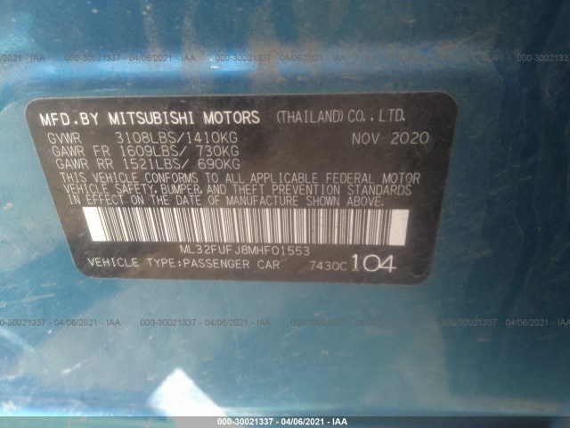 Photo 8 VIN: ML32FUFJ8MHF01553 - MITSUBISHI MIRAGE G4 