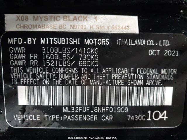 Photo 8 VIN: ML32FUFJ8NHF01909 - MITSUBISHI MIRAGE G4 