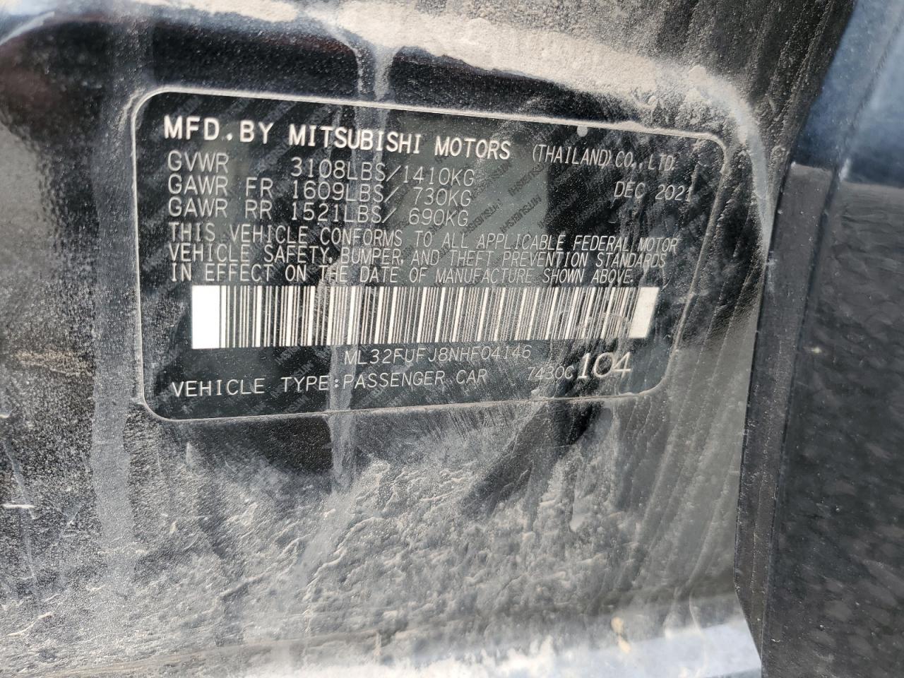 Photo 11 VIN: ML32FUFJ8NHF04146 - MITSUBISHI MIRAGE 