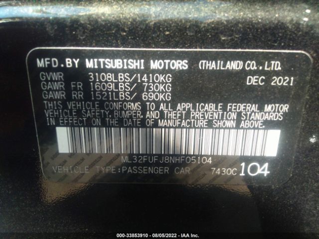 Photo 8 VIN: ML32FUFJ8NHF05104 - MITSUBISHI MIRAGE G4 