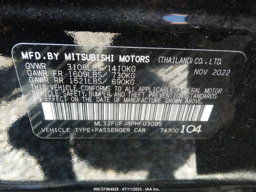 Photo 8 VIN: ML32FUFJ8PHF03095 - MITSUBISHI MIRAGE 