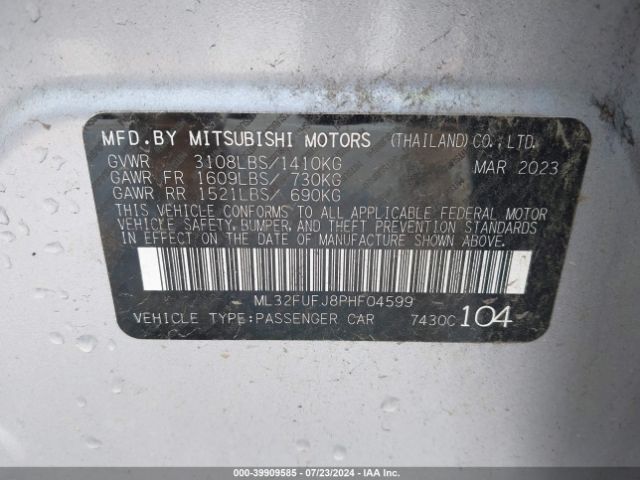 Photo 8 VIN: ML32FUFJ8PHF04599 - MITSUBISHI MIRAGE G4 