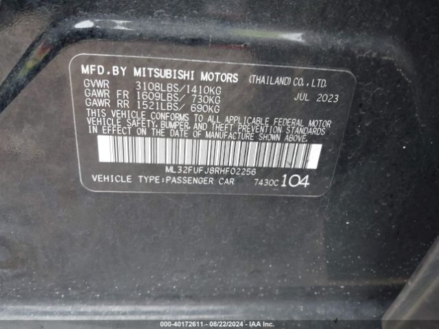 Photo 8 VIN: ML32FUFJ8RHF02256 - MITSUBISHI MIRAGE G4 