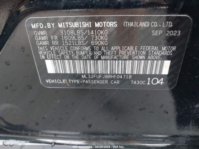 Photo 8 VIN: ML32FUFJ8RHF04718 - MITSUBISHI MIRAGE G4 