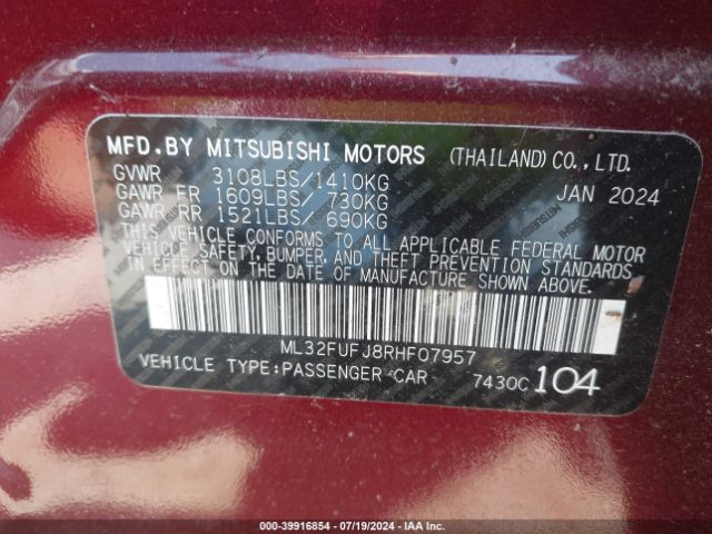 Photo 8 VIN: ML32FUFJ8RHF07957 - MITSUBISHI MIRAGE G4 