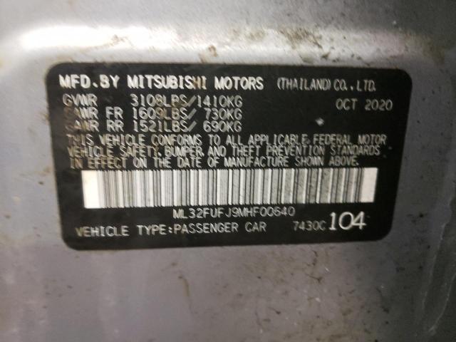 Photo 9 VIN: ML32FUFJ9MHF00640 - MITSUBISHI MIRAGE G4 