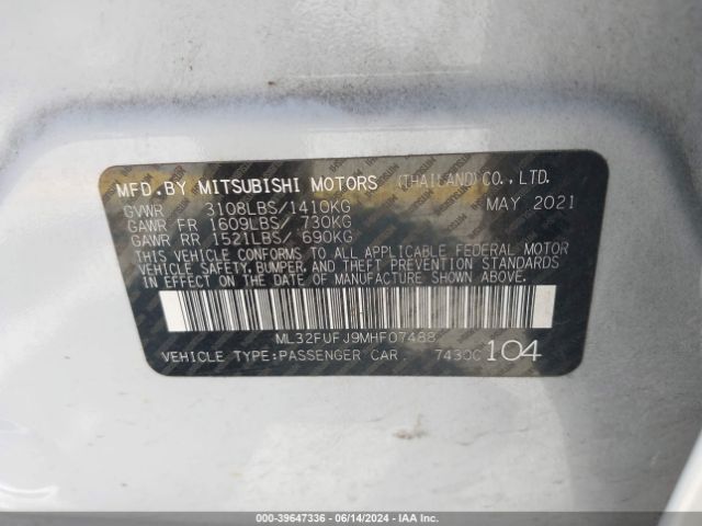 Photo 8 VIN: ML32FUFJ9MHF07488 - MITSUBISHI MIRAGE G4 