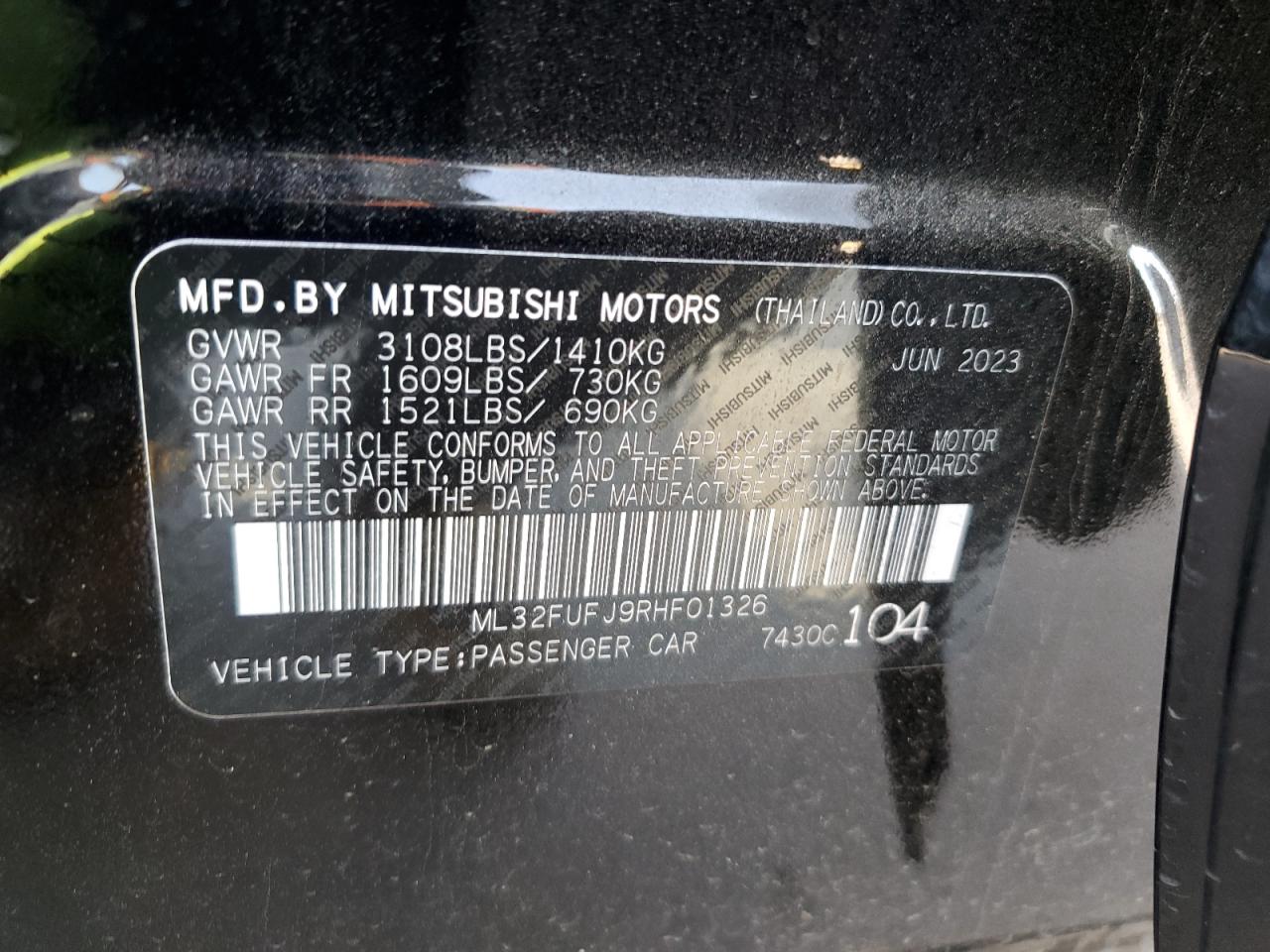 Photo 12 VIN: ML32FUFJ9RHF01326 - MITSUBISHI MIRAGE 