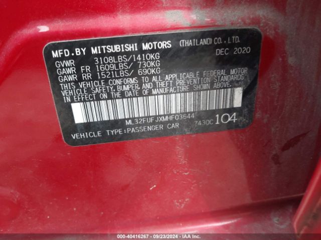 Photo 8 VIN: ML32FUFJXMHF03644 - MITSUBISHI MIRAGE G4 