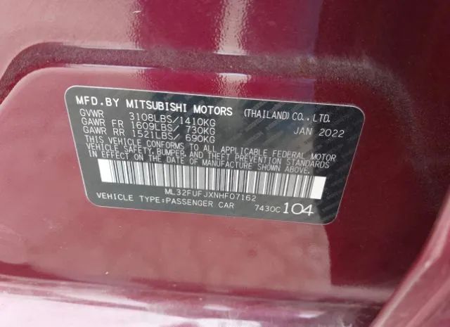 Photo 8 VIN: ML32FUFJXNHF07162 - MITSUBISHI MIRAGE 