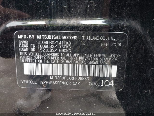 Photo 8 VIN: ML32FUFJXRHF08883 - MITSUBISHI MIRAGE G4 