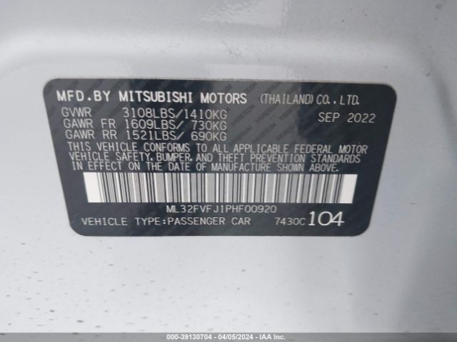 Photo 8 VIN: ML32FVFJ1PHF00920 - MITSUBISHI MIRAGE 