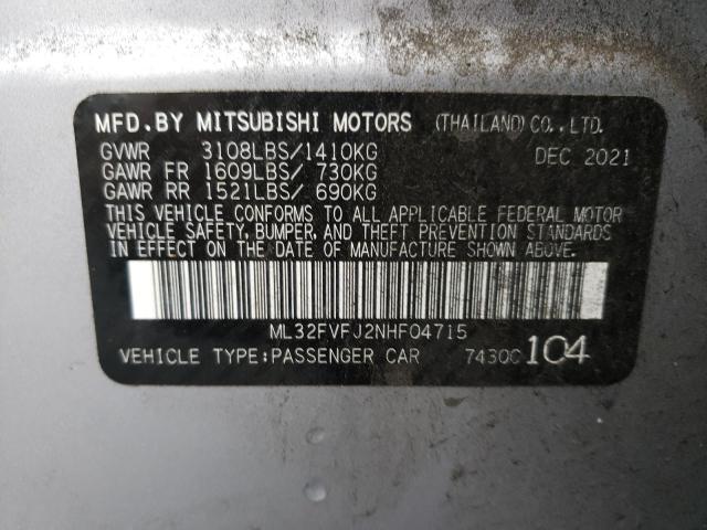 Photo 11 VIN: ML32FVFJ2NHF04715 - MITSUBISHI MIRAGE 