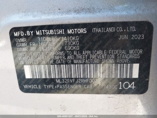 Photo 8 VIN: ML32FVFJ2RHF00282 - MITSUBISHI MIRAGE G4 