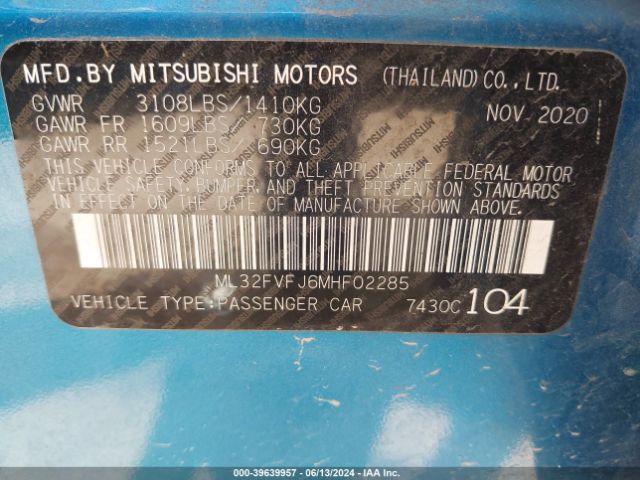 Photo 8 VIN: ML32FVFJ6MHF02285 - MITSUBISHI MIRAGE G4 