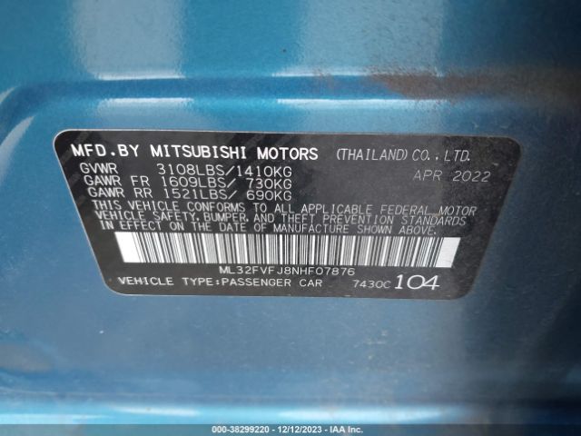 Photo 8 VIN: ML32FVFJ8NHF07876 - MITSUBISHI MIRAGE G4 