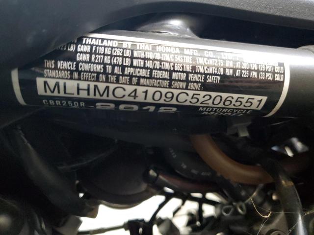 Photo 9 VIN: MLHMC4109C5206551 - HONDA CBR250 R 