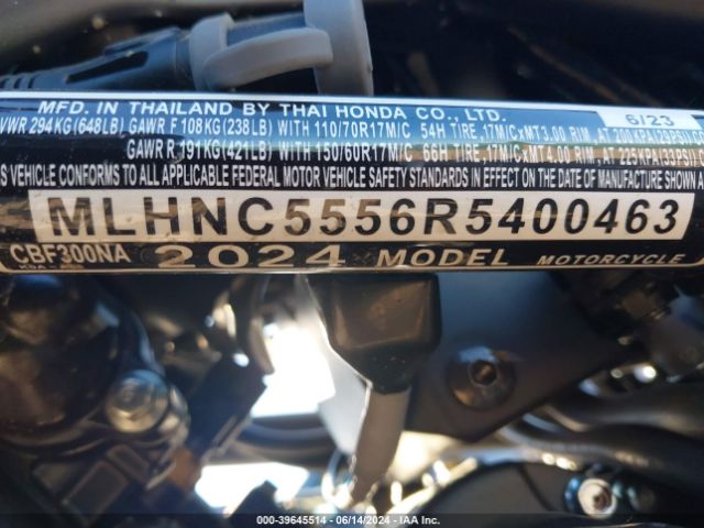 Photo 9 VIN: MLHNC5556R5400463 - HONDA CB300R 