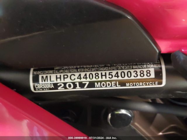 Photo 9 VIN: MLHPC4408H5400388 - HONDA CBR500RA 