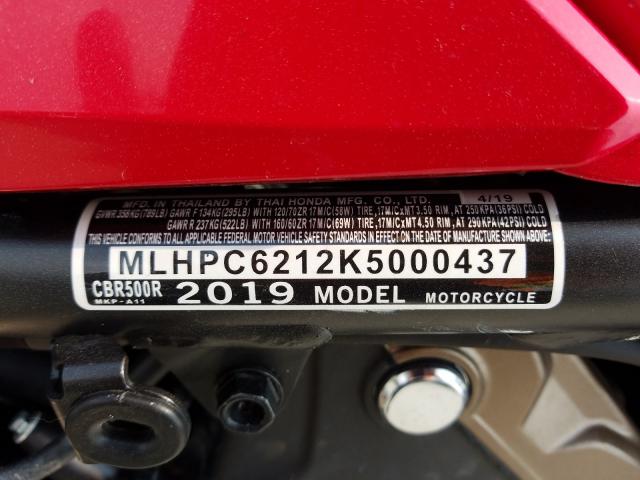 Photo 9 VIN: MLHPC6212K5000437 - HONDA CBR500 R 