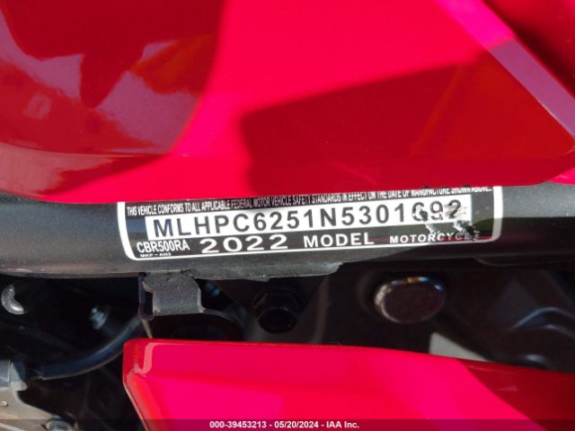 Photo 9 VIN: MLHPC6251N5301692 - HONDA CBR500 