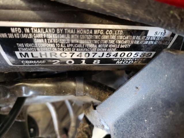 Photo 9 VIN: MLHRC7407J5400589 - HONDA CBR650 F 