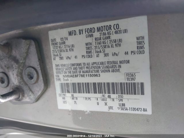 Photo 8 VIN: NM0AE8F78E1150963 - FORD TRANSIT CONNECT 