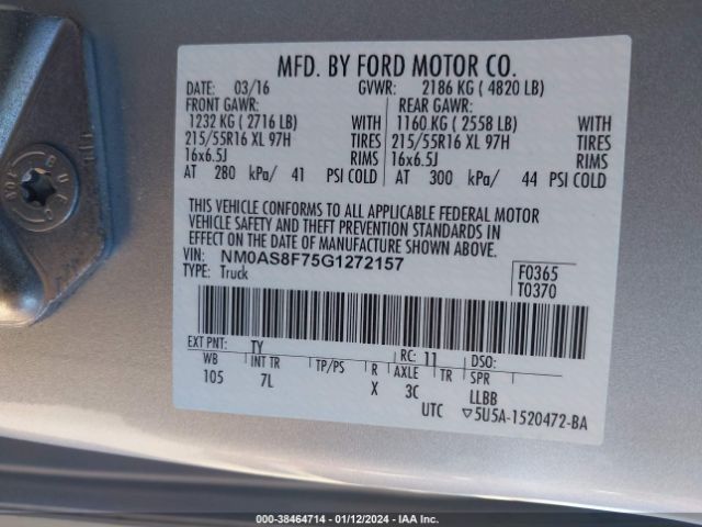 Photo 8 VIN: NM0AS8F75G1272157 - FORD TRANSIT CONNECT 