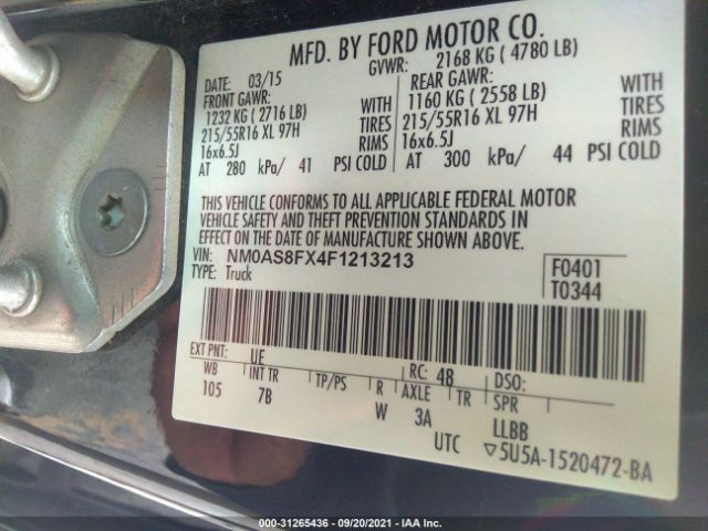 Photo 8 VIN: NM0AS8FX4F1213213 - FORD TRANSIT CONNECT WAGON 