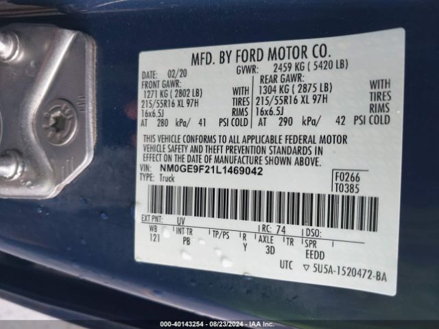 Photo 8 VIN: NM0GE9F21L1469042 - FORD TRANSIT CONNECT 