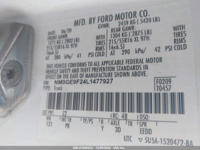 Photo 8 VIN: NM0GE9F24L1477927 - FORD TRANSIT CONNECT 