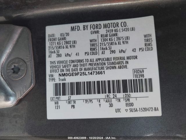 Photo 8 VIN: NM0GE9F25L1473661 - FORD TRANSIT CONNECT 