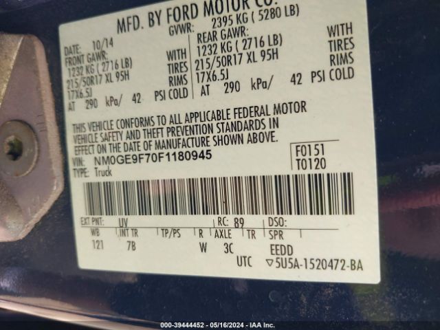 Photo 8 VIN: NM0GE9F70F1180945 - FORD TRANSIT CONNECT 