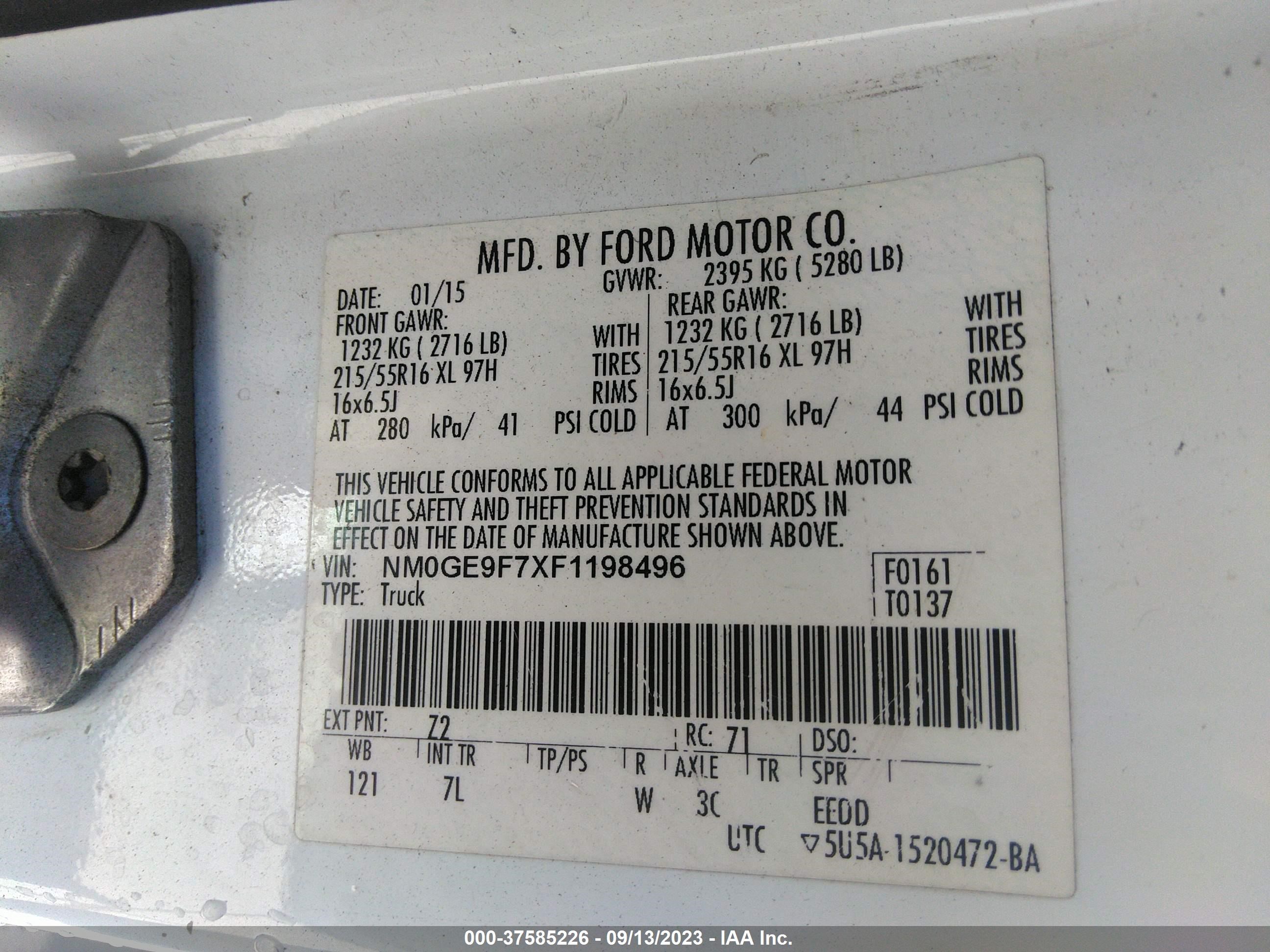 Photo 8 VIN: NM0GE9F7XF1198496 - FORD TRANSIT 