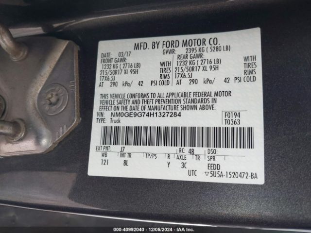 Photo 8 VIN: NM0GE9G74H1327284 - FORD TRANSIT CONNECT 