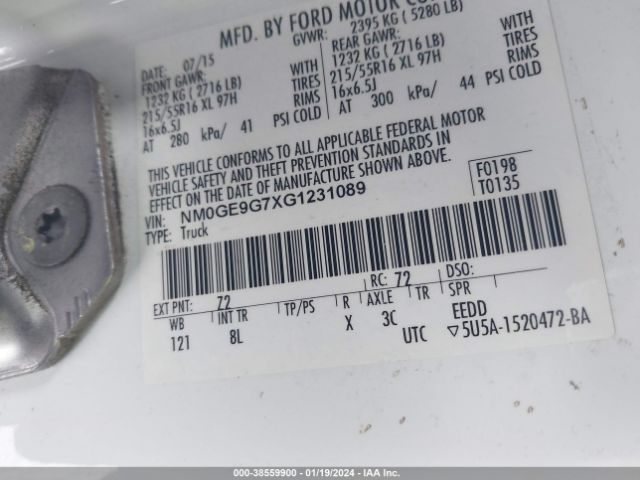 Photo 8 VIN: NM0GE9G7XG1231089 - FORD TRANSIT CONNECT 