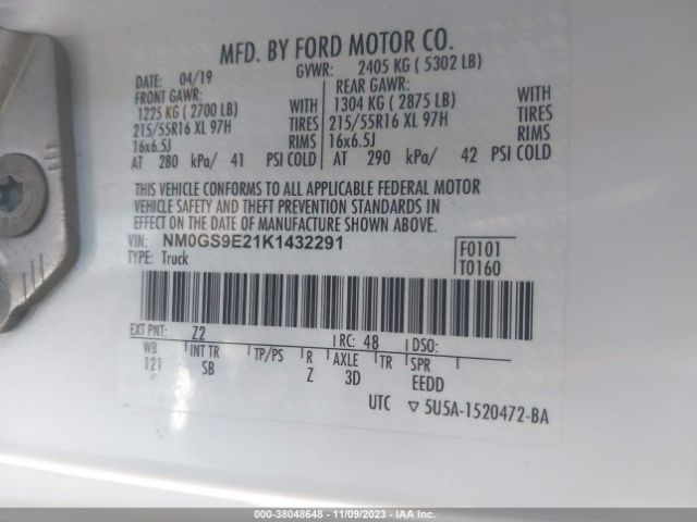 Photo 8 VIN: NM0GS9E21K1432291 - FORD TRANSIT CONNECT 