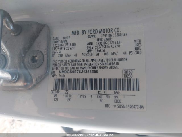 Photo 8 VIN: NM0GS9E76J1353659 - FORD TRANSIT CONNECT 