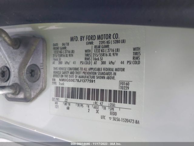 Photo 8 VIN: NM0GS9E78J1377591 - FORD TRANSIT CONNECT 