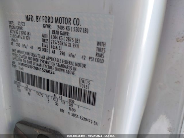 Photo 8 VIN: NM0GS9F28N1526624 - FORD TRANSIT CONNECT 