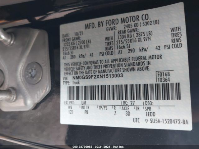 Photo 8 VIN: NM0GS9F2XN1513003 - FORD TRANSIT CONNECT 