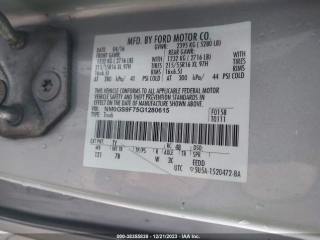 Photo 8 VIN: NM0GS9F75G1280615 - FORD TRANSIT CONNECT 