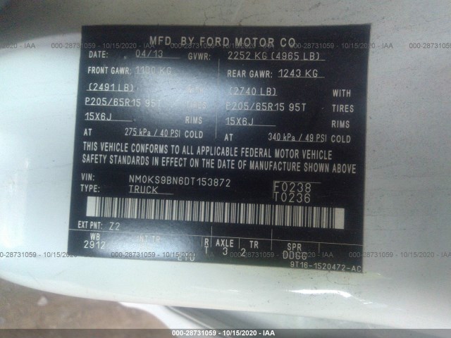 Photo 8 VIN: NM0KS9BN6DT153872 - FORD TRANSIT CONNECT WAGON 